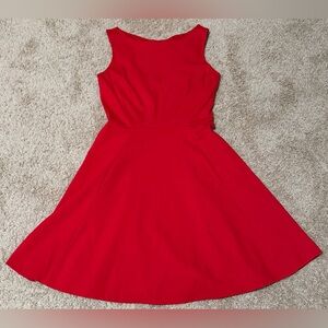Kate Spade Size 4 Red Cocktail Dress Fit & Flare Bow & Cut Out Back